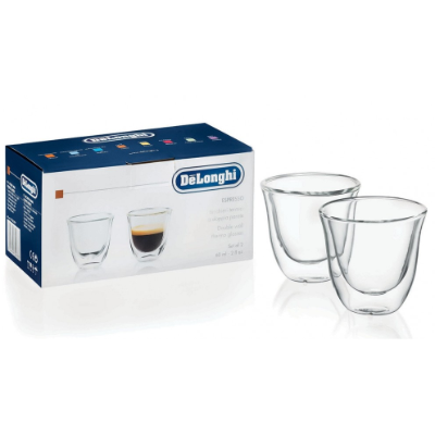 Delonghi Double Wall Set of 2 Espresso Glasses 60ml